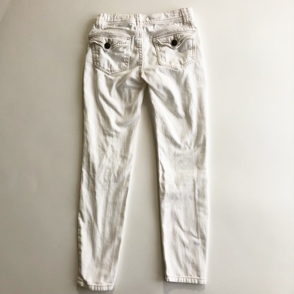 Imperial Star White Denim Jeans Back Flap Pocket Adjustable Waist Sz 7 - Picture 4 of 8